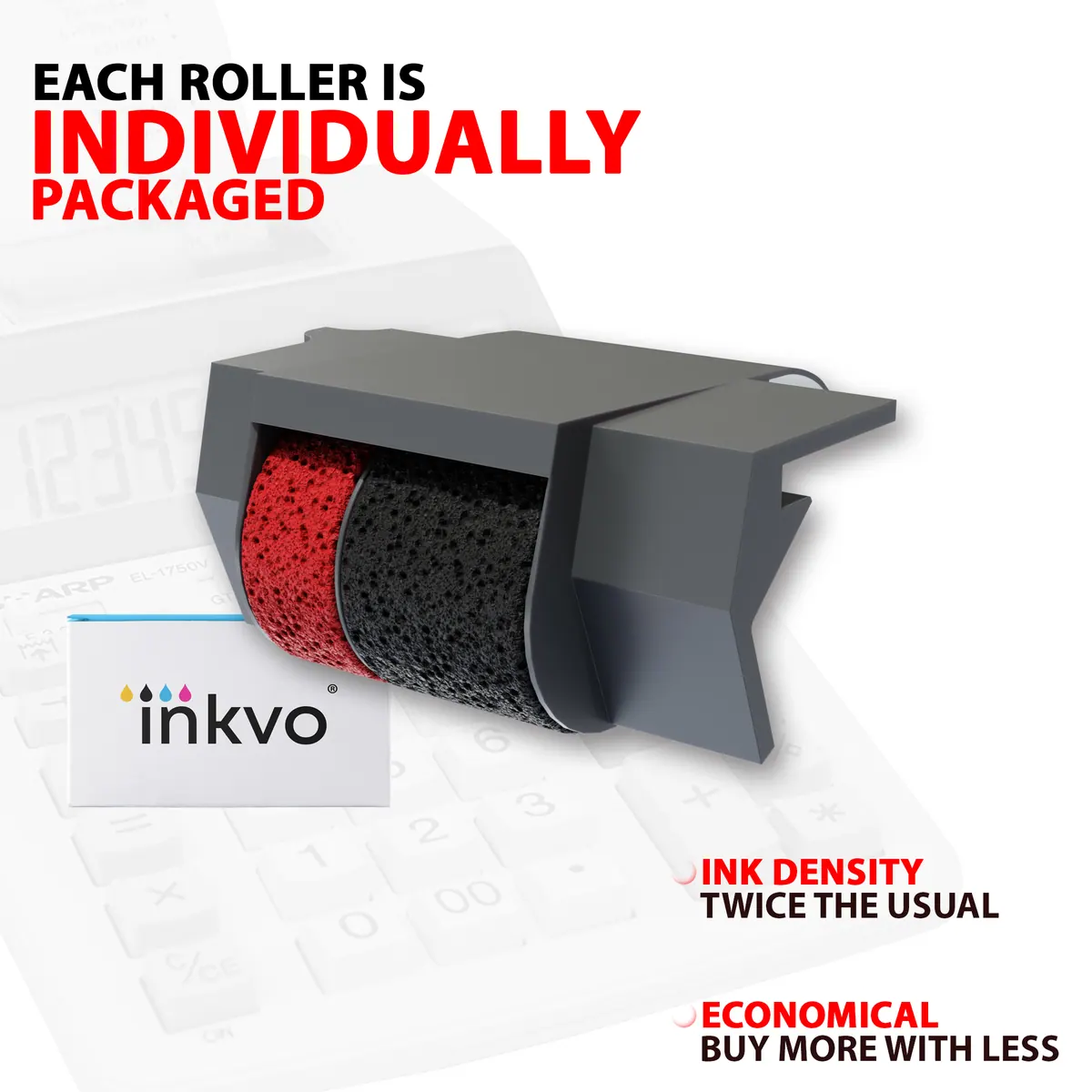 Inkvo IR40T Ink Roller, Red and Black, 3 Pack product photo 4