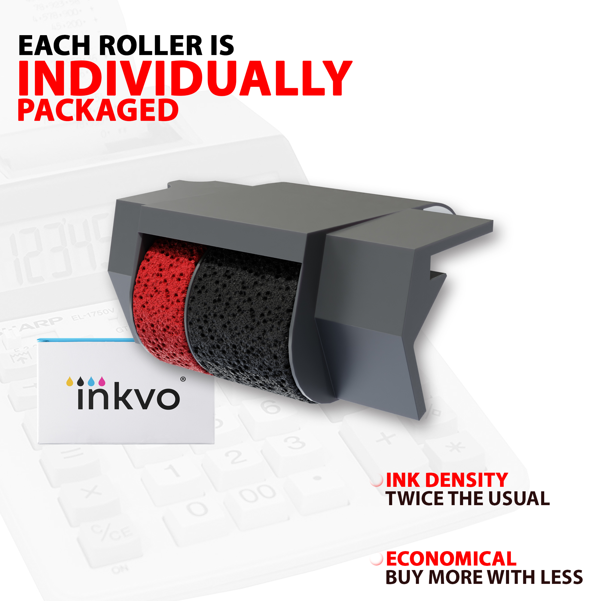 Inkvo IR40T Ink Roller, Red and Black, 6 Pack product photo 4