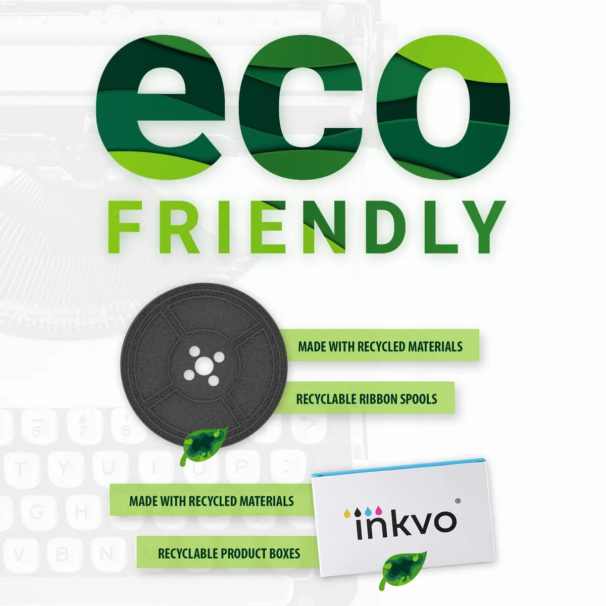 Inkvo Typewriter Ribbon, Twin Spool, Black, One Pack product photo 6