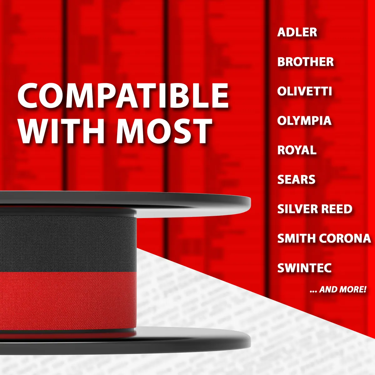 Inkvo Typewriter Ribbon, Twin Spool, Red and Black, One Pack product photo 3