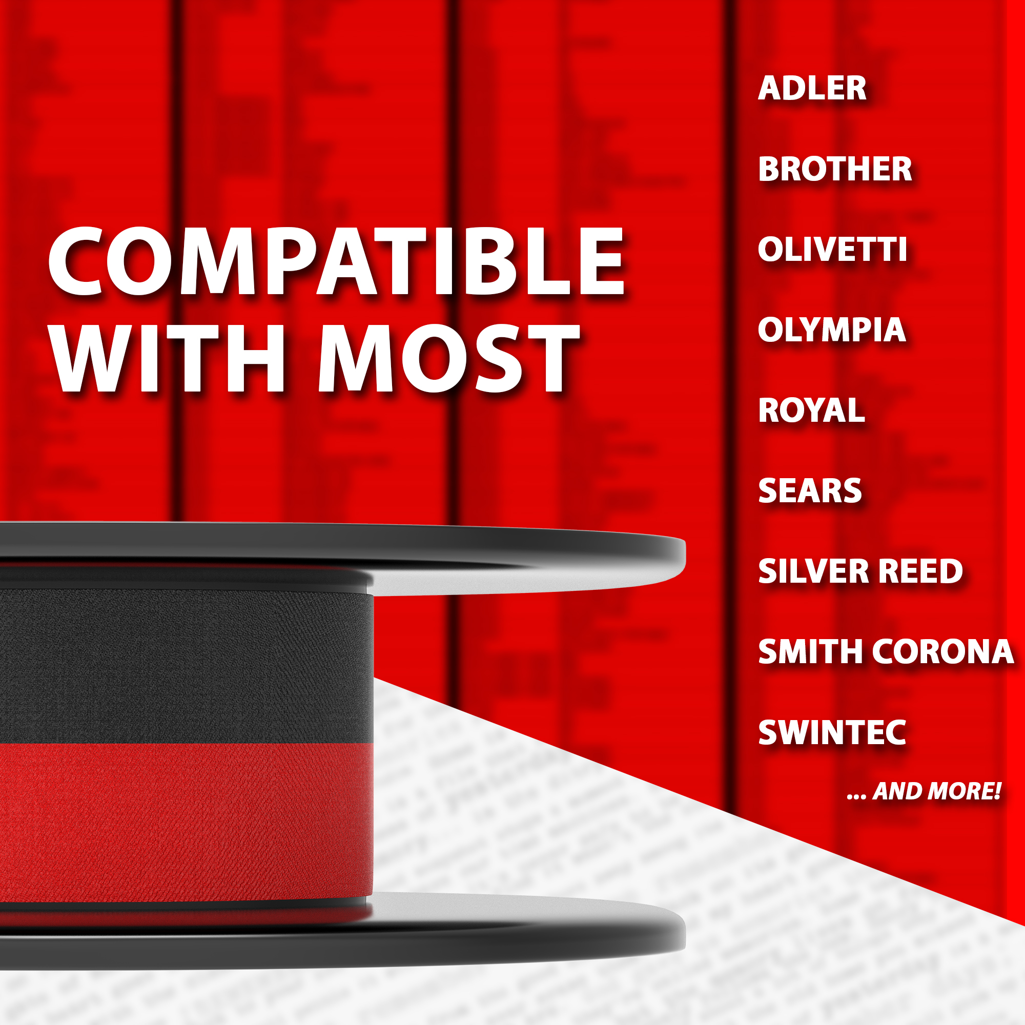 Inkvo Typewriter Ribbon, Twin Spool, Red and Black, One Pack product photo 3