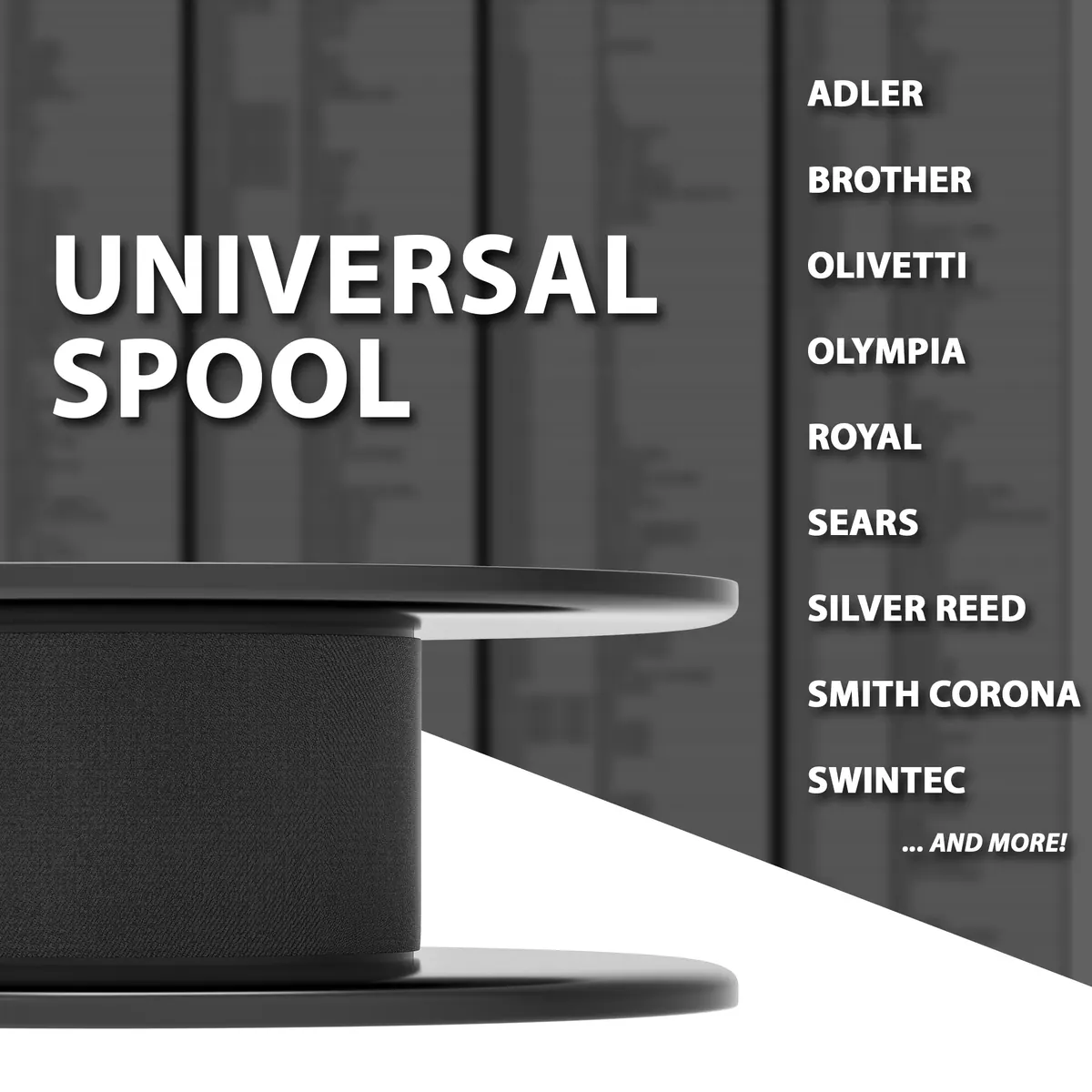 Inkvo Universal Typewriter Ribbon, Twin Spool, Black, One Pack product photo 2