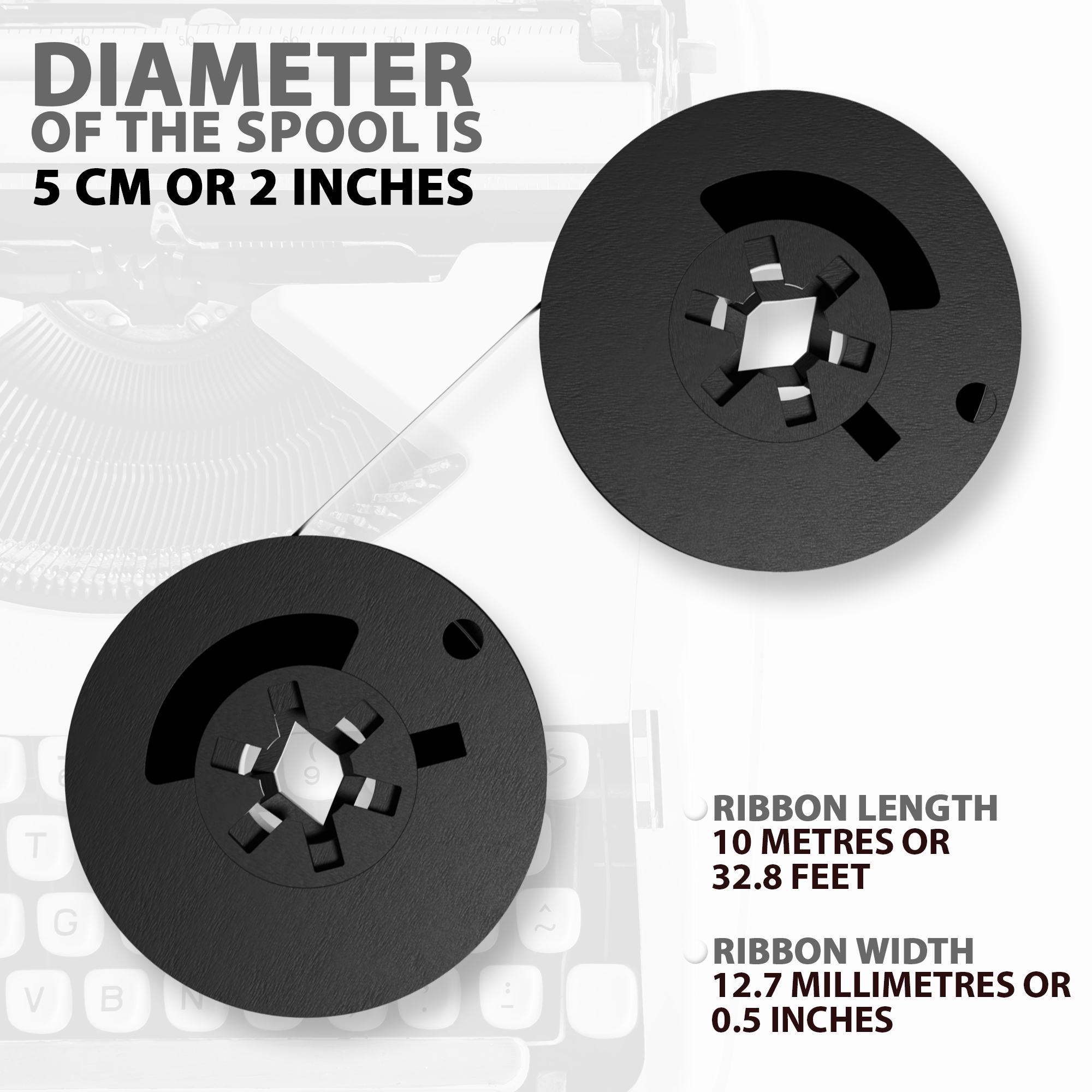 Inkvo Universal Typewriter Ribbon, Twin Spool, Black, One Pack product photo 4