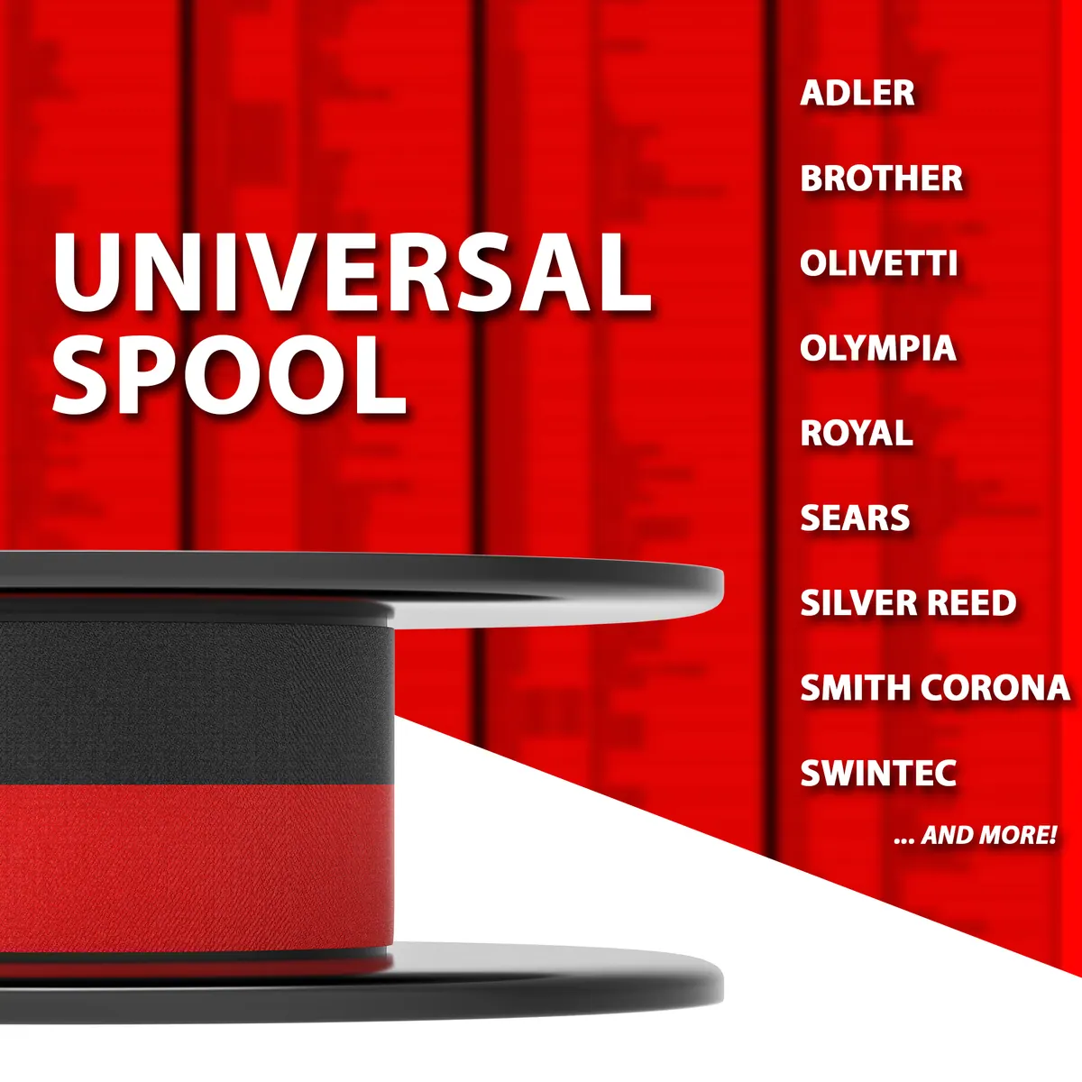 Inkvo Universal Typewriter Ribbon, Twin Spool, Red and Black, One Pack product photo 2